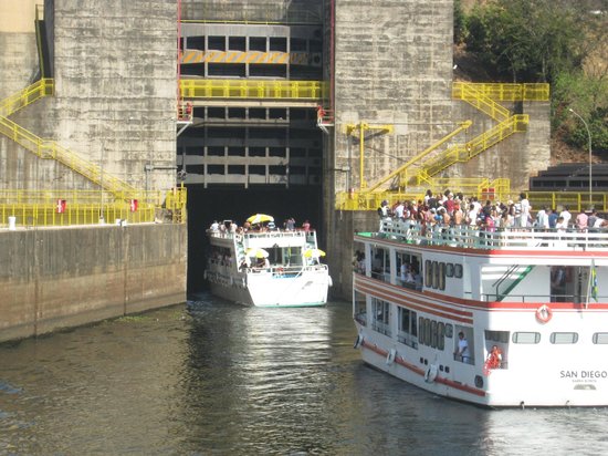 Two ships entering the gate